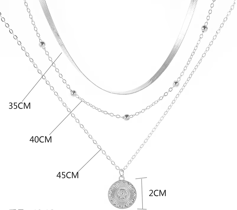 925 Sterling Silver Three-Layer Round Necklace Simple Snake Chain Charm Ball Chain Party Gift For Women's Exquisite Jewelry