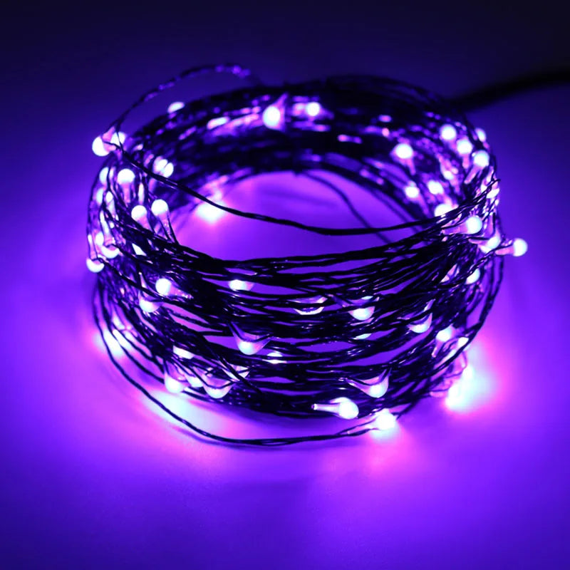 Orange Purple Halloween String Lights 10M 20M Black Wire Fairy Lights for Halloween Christmas Home Decoration Plug Outdoor