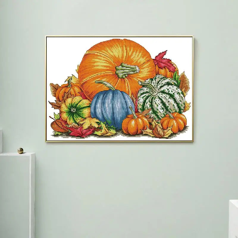 Pumpkin pattern DIY cross stitch kit 11CT 14CT counted and stamped canvas needle and thread embroidery kitchen home decor gifts