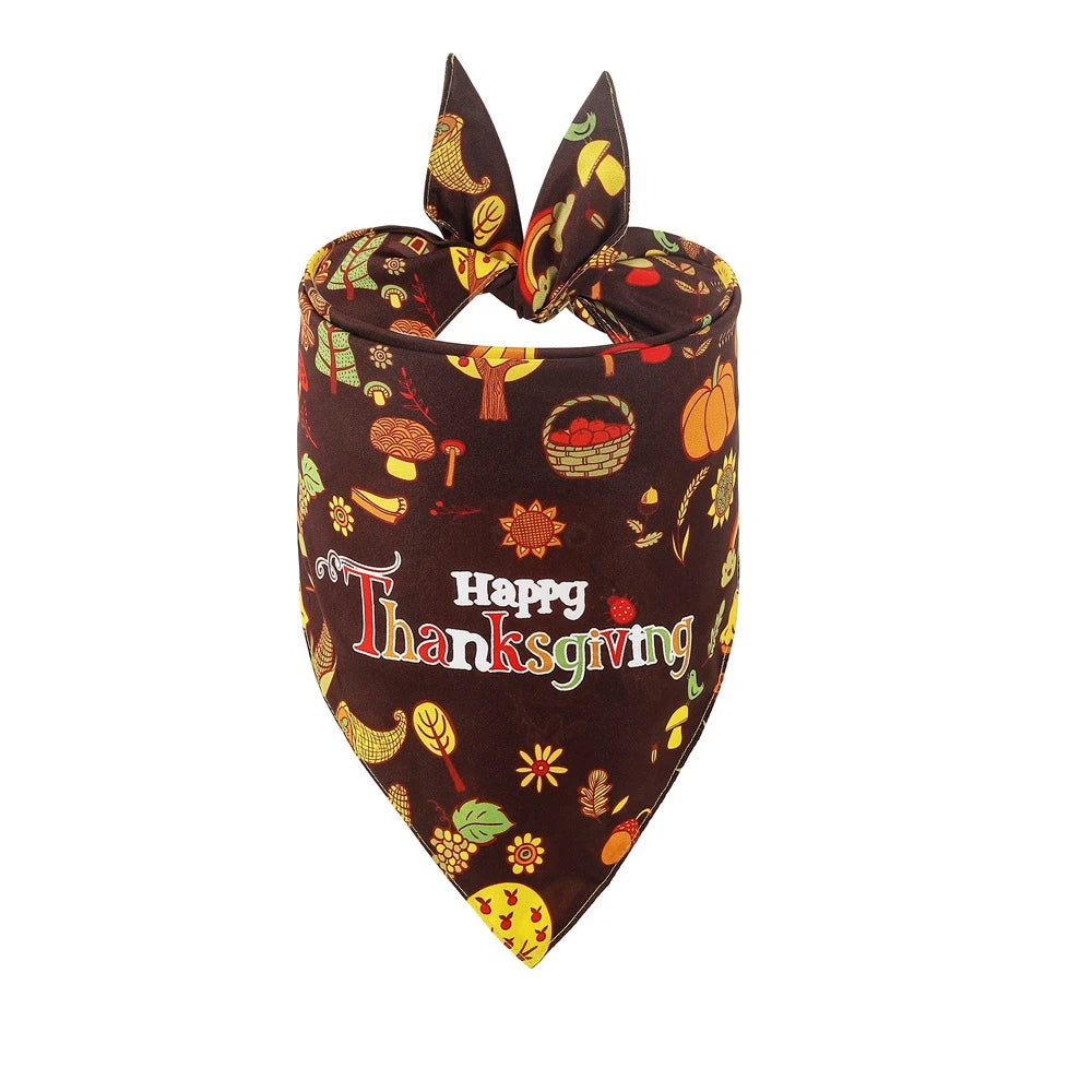 Thanksgiving Dog Bandanas Pumpkin Dog Scarf Pet Bandanas Washable Turkey Maple Leaf Dog Bibs for Thanksgiving Pet Costume