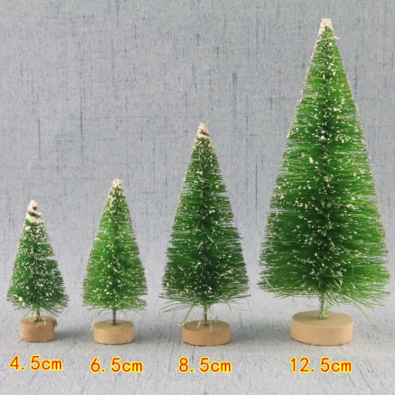 5pcs Decorated small Christmas tree Cedar pine on sisal silk Blue-green  gold  silver and red mini Christmas tree ornaments