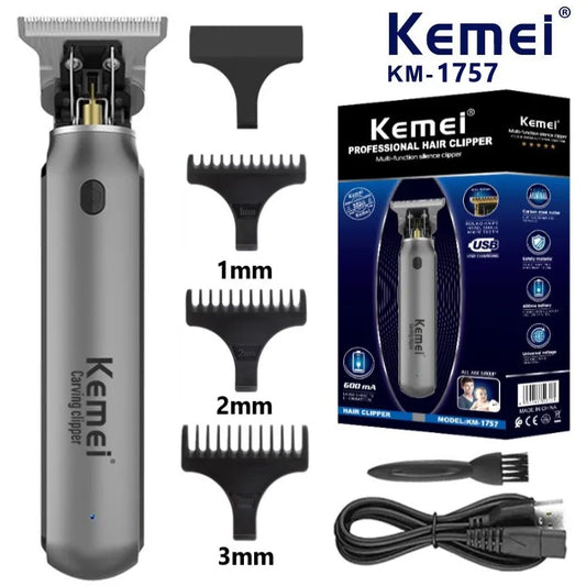 KEMEI Electric T9 Hair Clipper Men's Hair Cutting Machine Professional Engravable Trimmer Rechargeable Oil Head Trimmer KM-1757