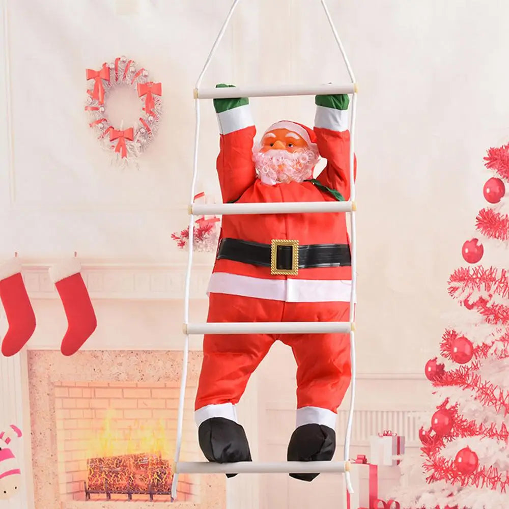 Huge Christmas Santa Claus Climbing Rope Ladder Santa Claus Christmas Tree Decoration Inflation Outdoor Santa Claus Doll Pendant