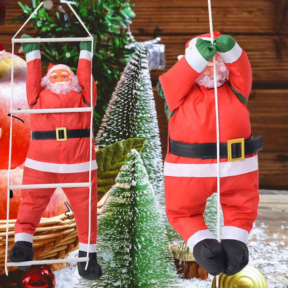 Huge Christmas Santa Claus Climbing Rope Ladder Santa Claus Christmas Tree Decoration Inflation Outdoor Santa Claus Doll Pendant