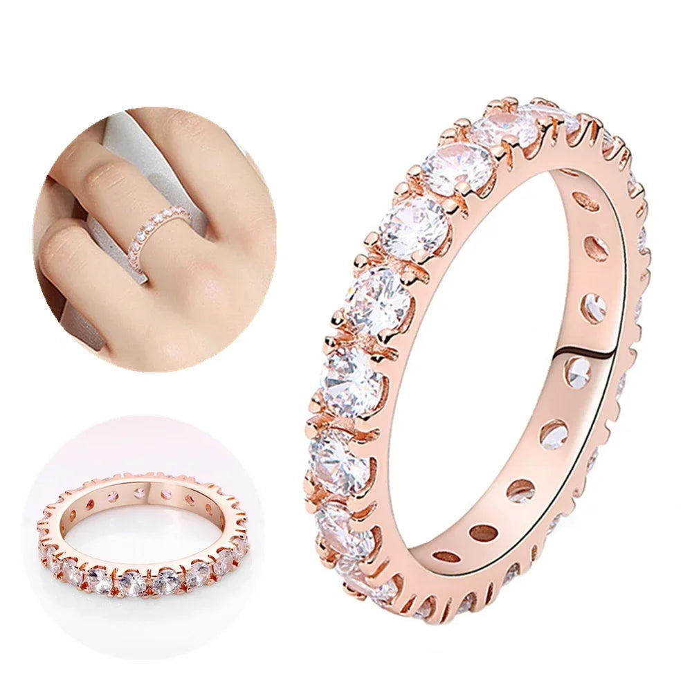 New 925 Sterling Silver Rings Stackable Infinite Heart Daisy Flower for Women Original Silver 925 Wedding Ring Jewelry Gift