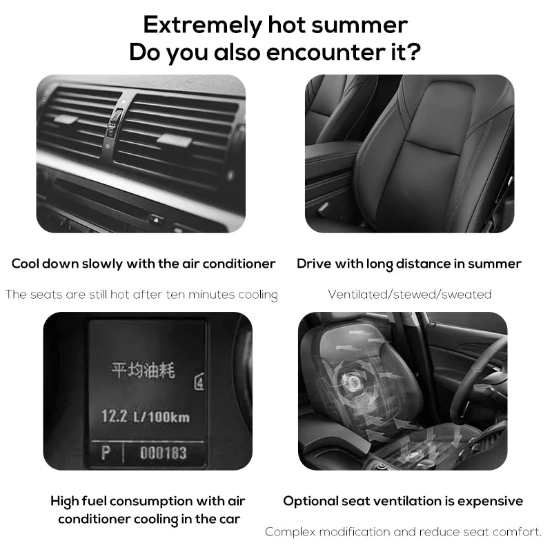 Portable Car Seat Fan for Front Rear Seat Passenge USB Powered Car Headrest Cooling Air Fan Adjustable Strap Car Interior Fan