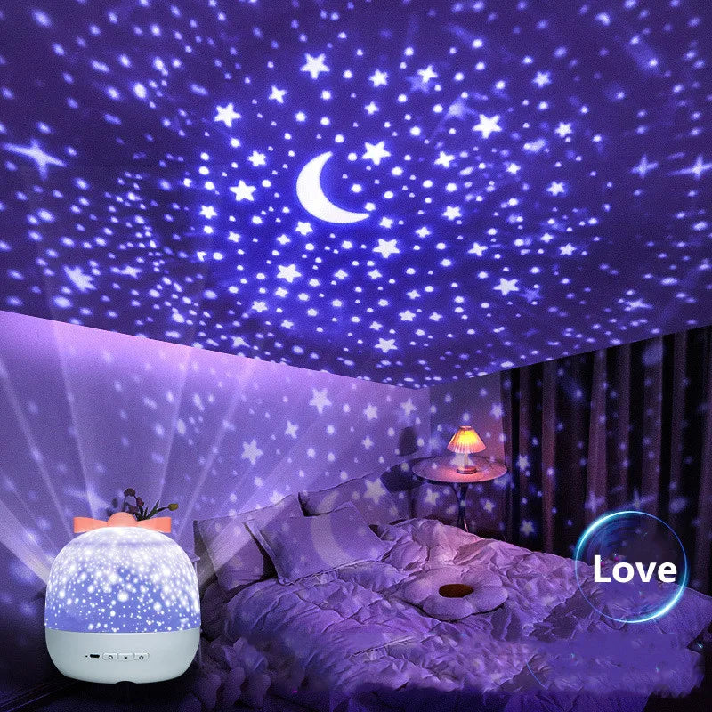 Starry Projector Night Light Rotating Sky Moon Lamp Galaxy Lamp Home Bedroom Decoration Starlight Christmas Lights for Kids Gift