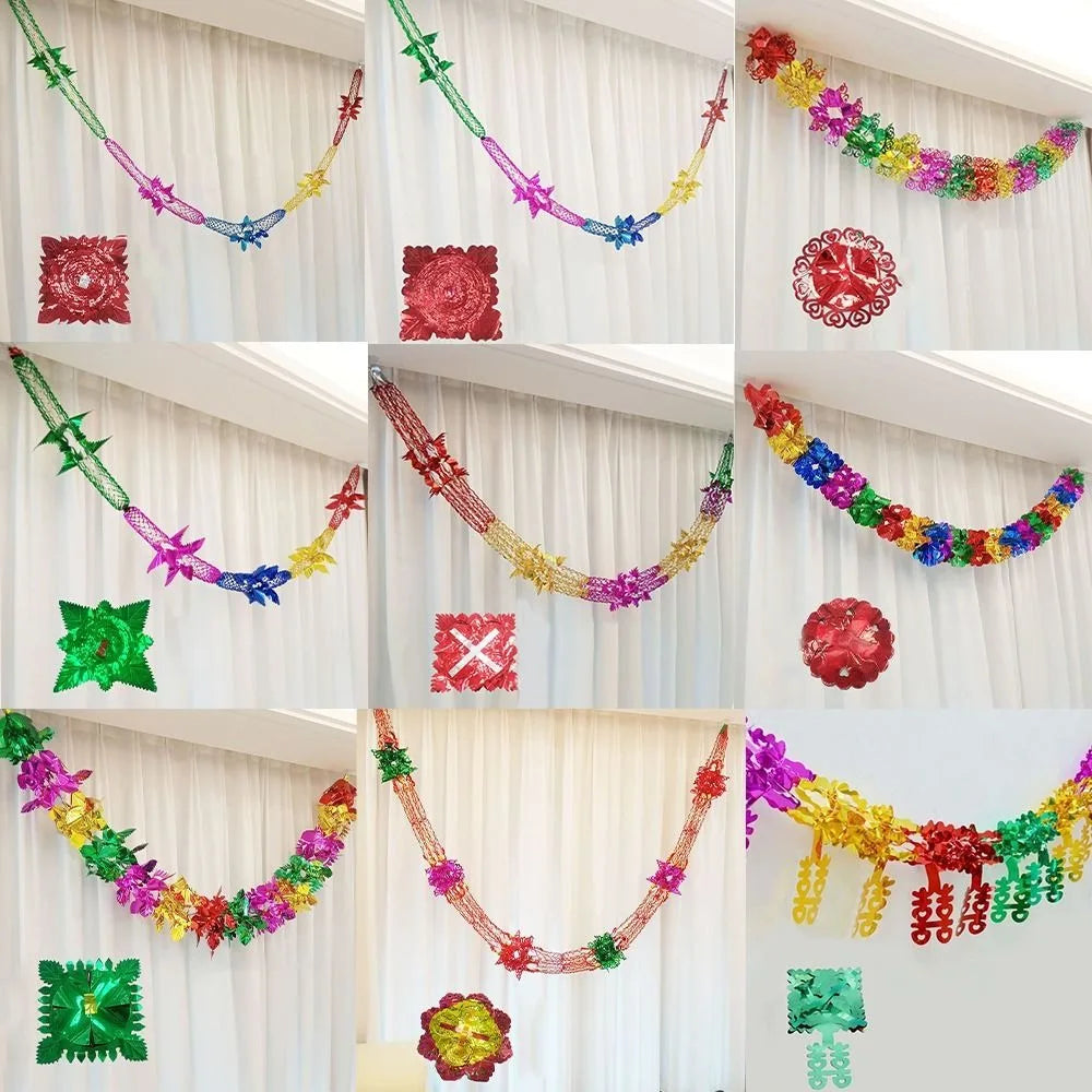 2/4/8Pcs Metalic Foil Garlands Ceiling Hanging Christmas Ornaments Garland Xmas Party Decor Home Decoration Party Supplies