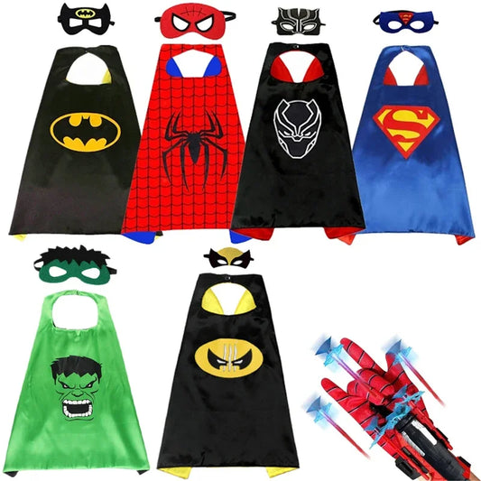 Superhero Cosplay Capes for Boys Girls Captain America Hulk Spiderman Costume Cloaks Halloween Birthday Party Children Gift