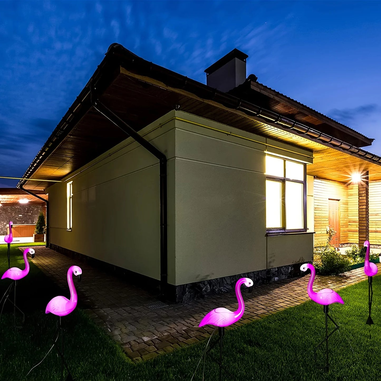 1/3pcs Garden Outdoor Flamingo LED Stake Lights Solar Powered Waterproof For Lawn Patio Backyard Halloween Decorations Lights