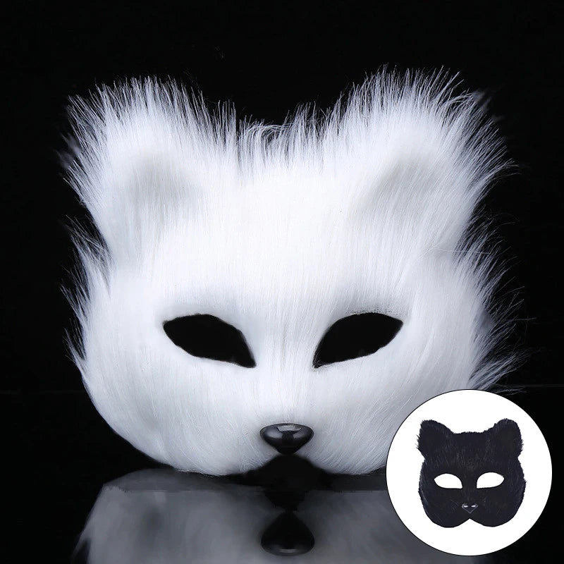 Halloween Fox Shape Half Face Eye Mask Sexy Imitation Cat Hair Animal Mask Christmas Carnival Party Cosplay Costume Props