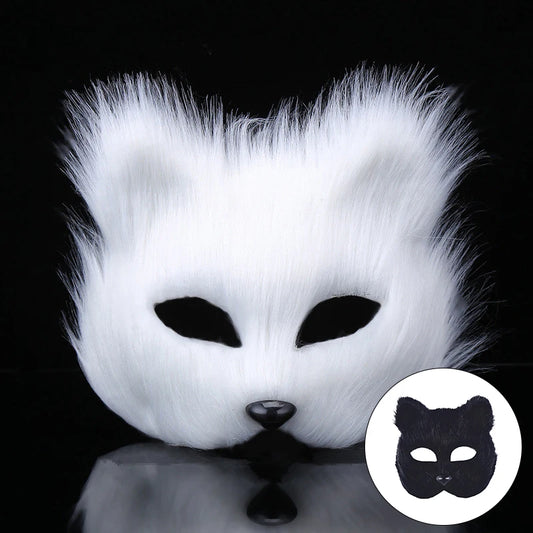 Halloween Fox Shape Half Face Eye Mask Sexy Imitation Cat Hair Animal Mask Christmas Carnival Party Cosplay Costume Props