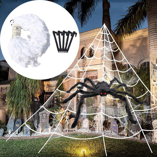 5m Halloween Spider Triangle Web Simulation Extra Large Plush Spider Net Ghost Festival Indoor and Outdoor Decoration Props