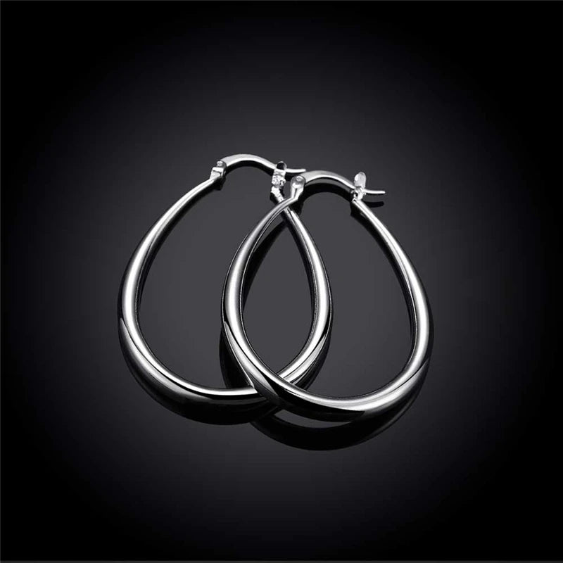 SAIYE  925 Sterling Silver Smooth Solid Circle U Round Hoop Earring For Women Wedding Engagement Party Fashion Jewelry