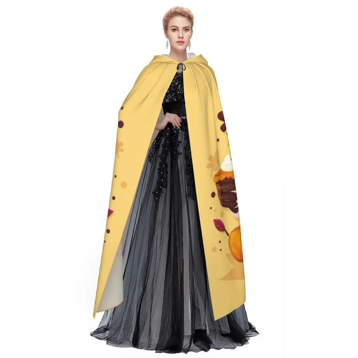 Thanksgiving Day Turkey Hooded Cloak Polyester Unisex Witch Cape Costume Accessory