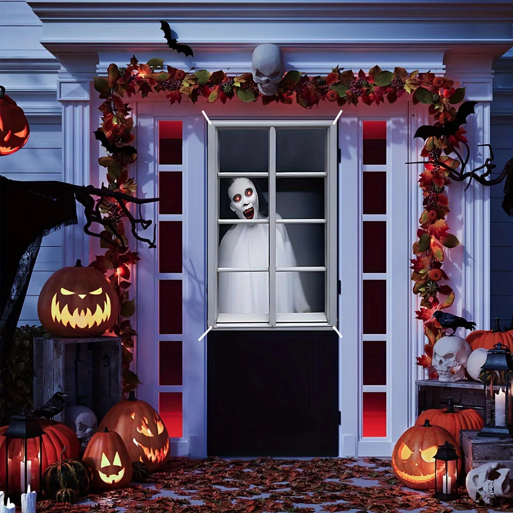 Halloween Horror Atmosphere Window Door Banner Durable Polyester Material Indoor and Outdoor Decoration