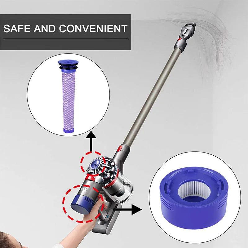 For Dyson V7 V8 Cordless Vacuum Cleaners Replacement Pre-Filter and Post- Filter Pre Filter + HEPA Post-Filter Kit Accessories