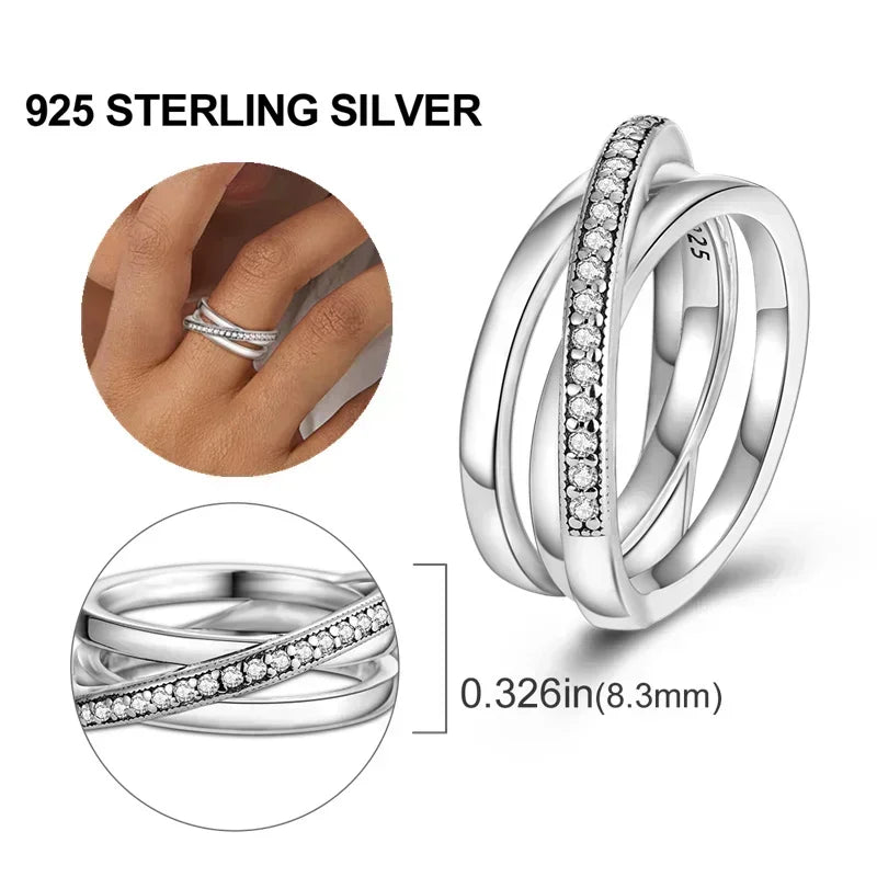 New 925 Sterling Silver Rings Stackable Infinite Heart Daisy Flower for Women Original Silver 925 Wedding Ring Jewelry Gift