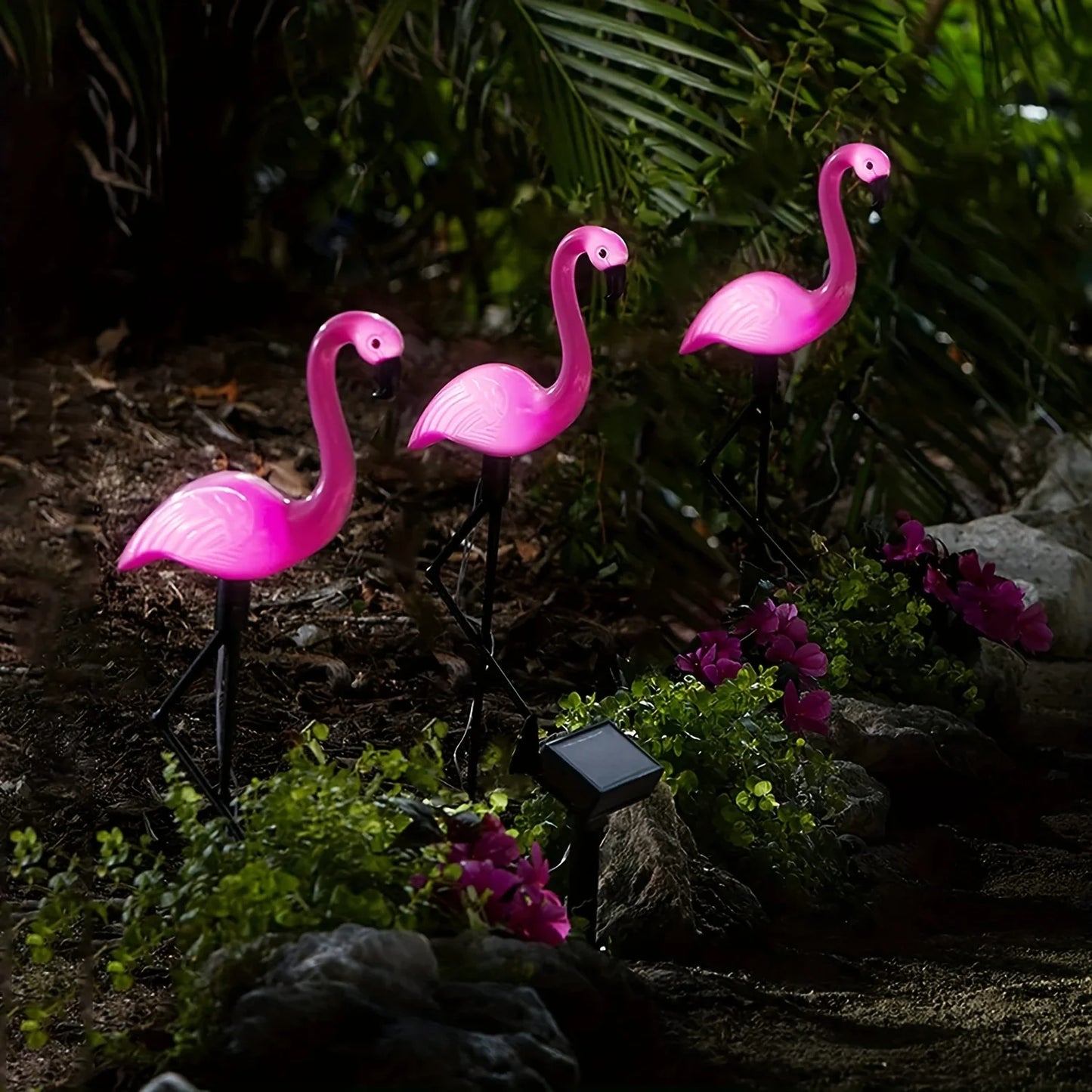 1/3pcs Garden Outdoor Flamingo LED Stake Lights Solar Powered Waterproof For Lawn Patio Backyard Halloween Decorations Lights