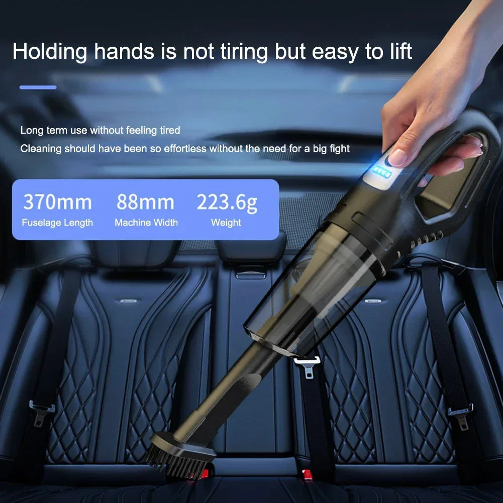 120W Portable Car Vacuum Cleaner USB Charging Handheld Cordless Vacuum Cleaner Powerful Suction for Auto Home Office Pet Hair