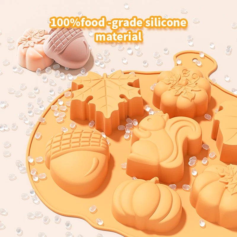 Harvest Thanksgiving Themed Silicone Cake Molds Autumn Pumpkin Maple Leaves Mould Baking Tools for Mousse Dessert Handmade Tray