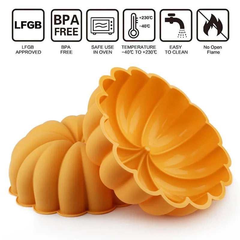 Large 9 Inch Cake Pan Fall Silicone Mold Halloween Pumpkin Shaped Mould Thanksgiving Harvest Baking Cookie Candle Epoxy Mold