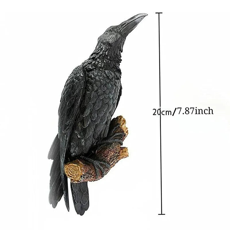 Fake Raven Resin Statue Bird Crow Sculpture Outdoor Crows Halloween Decor Creative for Garden Courtyard Animal Decoration