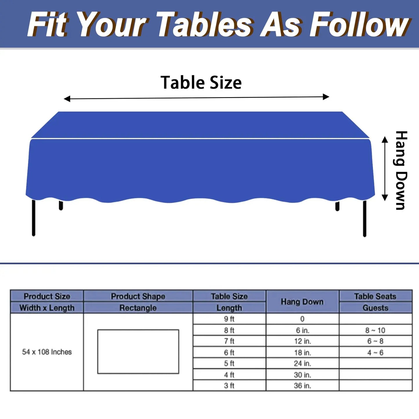 Royal Blue Plastic Table Cloth