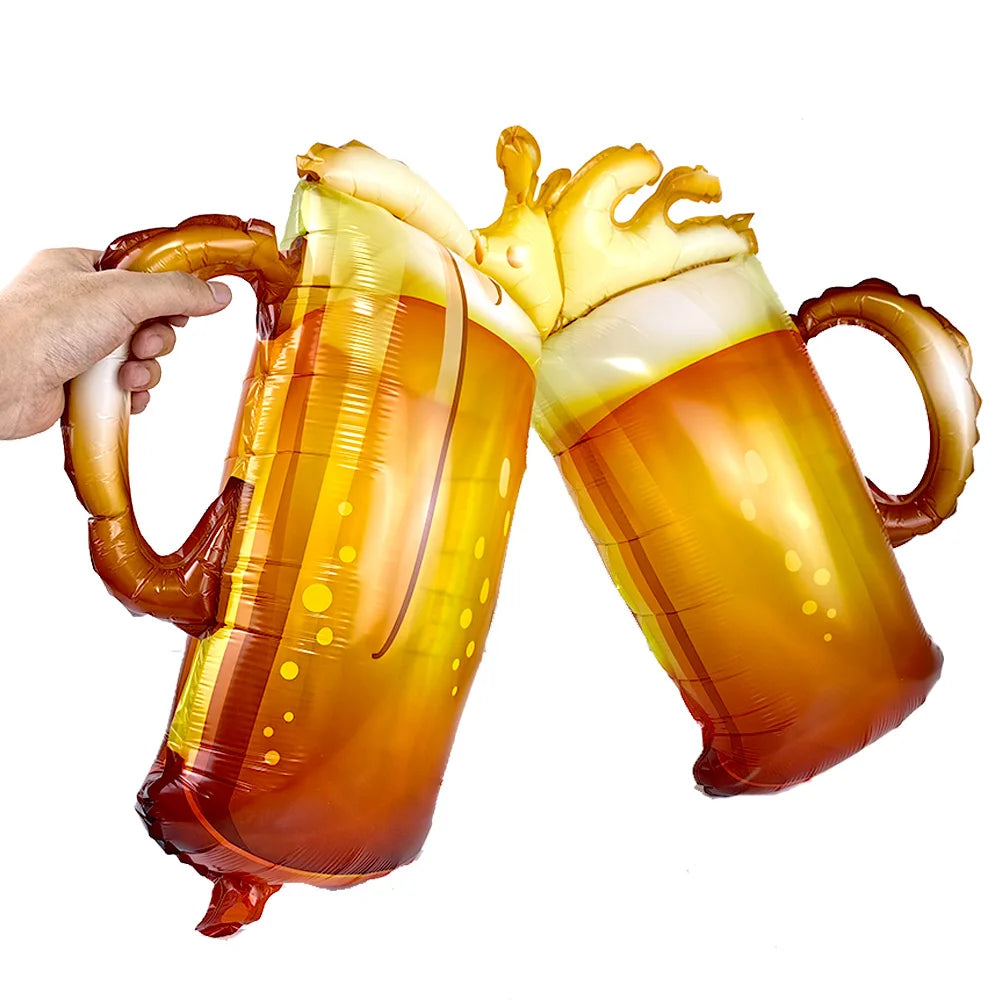 Large Size Beer Glass Double Wine Glass Foil Balloons Adult Party Graduat Party Summer Party Oktoberfest Bar Decor Suppllies