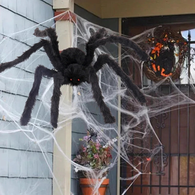 Halloween Spider Decoration Outdoor Black Soft Hairy Scary Spider Realistic Large Spider Props for Home Yard Party Decoration