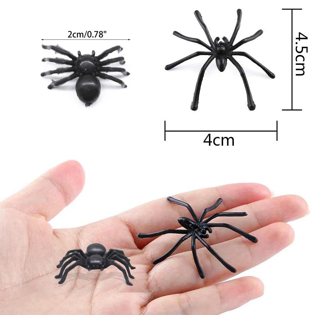 50/100Pcs Halloween Decorative Simulation Spiders Black White Luminous Plastic Fake Spider Toys Funny Joke Prank Realistic Props