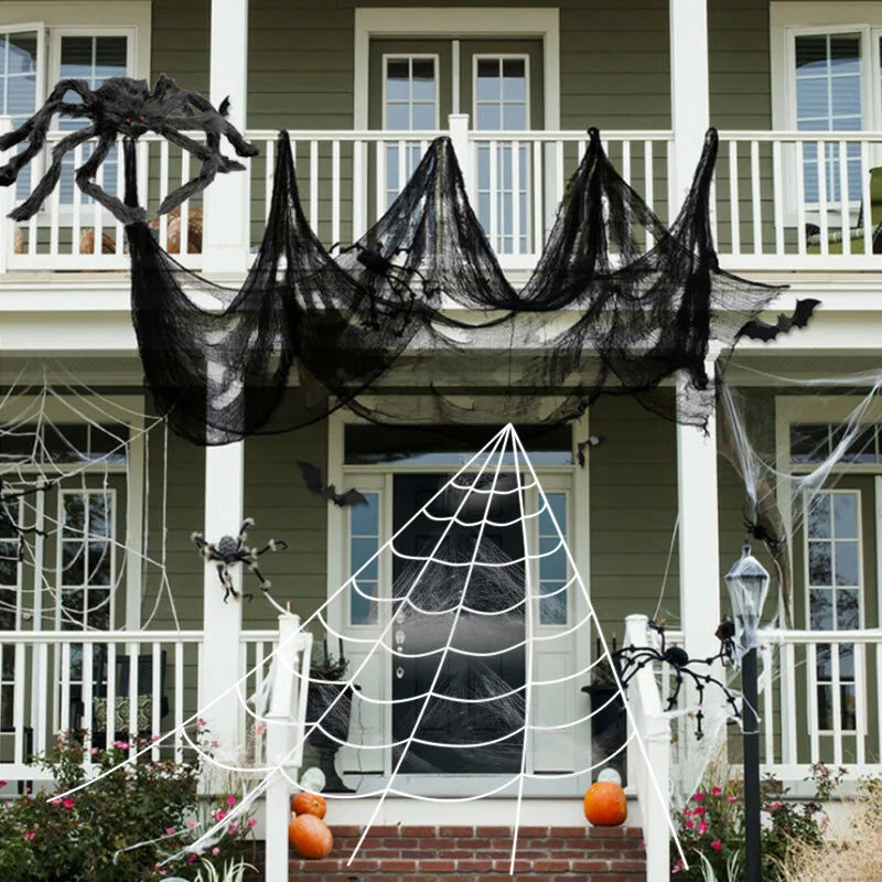 Horror Halloween Party Decoration Haunted Houses Doorway Outdoors Decorations Black Creepy Cloth Scary Gauze Gothic Props