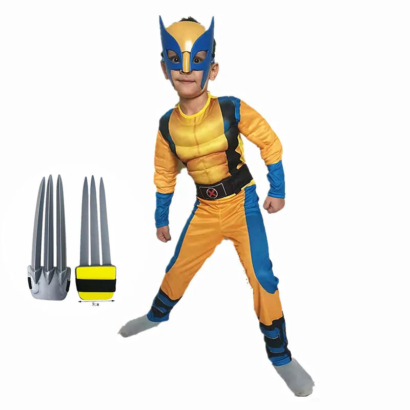 Child Movie Luxury Mask Jumpsuit Wolverine Cosplay Costume Halloween Christmas Kids New Year Costume Superhero Fantasy