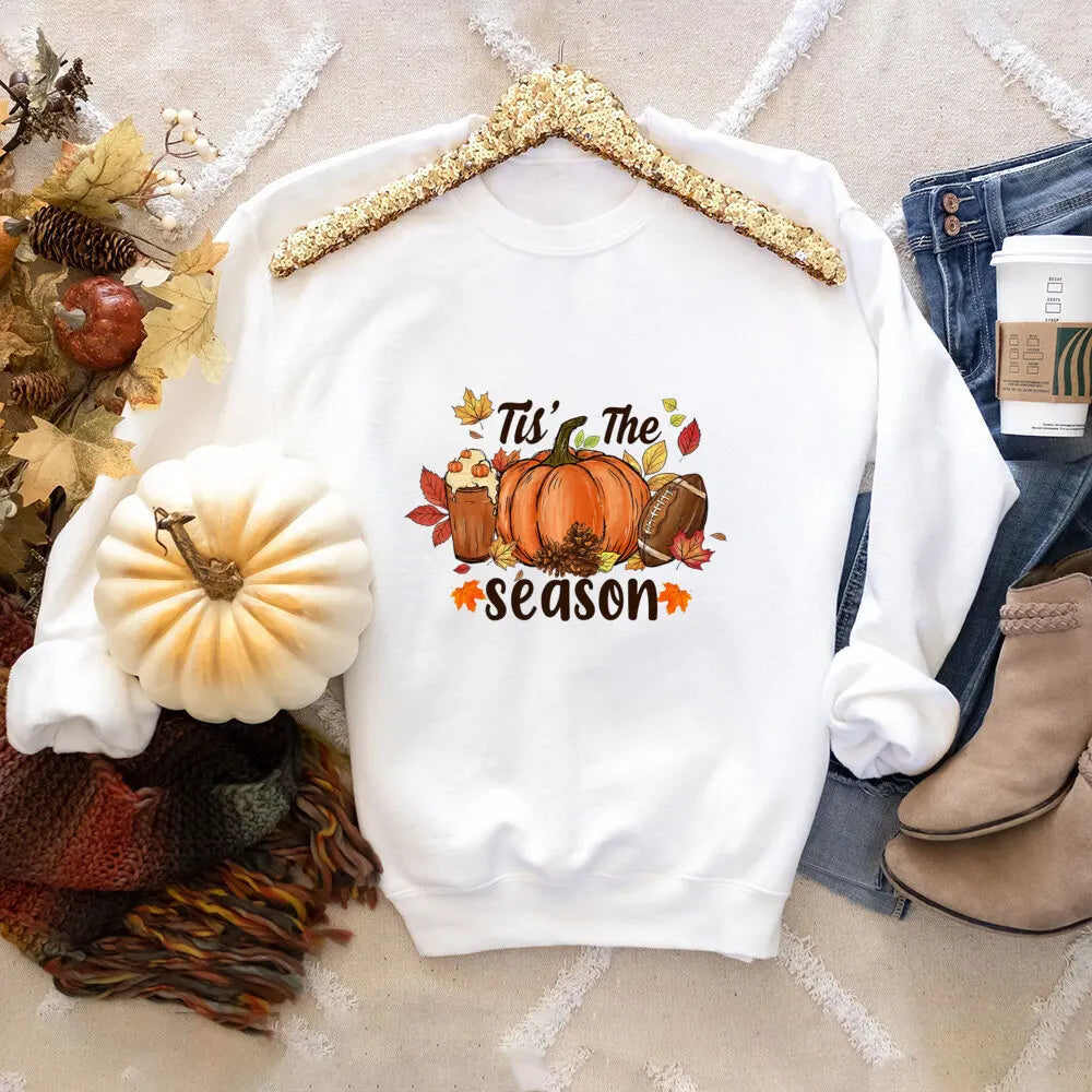 Vintage Pumpkin Fall Sweater for Women Cute Pumpkin Shirts Thanksgiving Sweatshirt Women's Graphic Autumn Tops Clothes