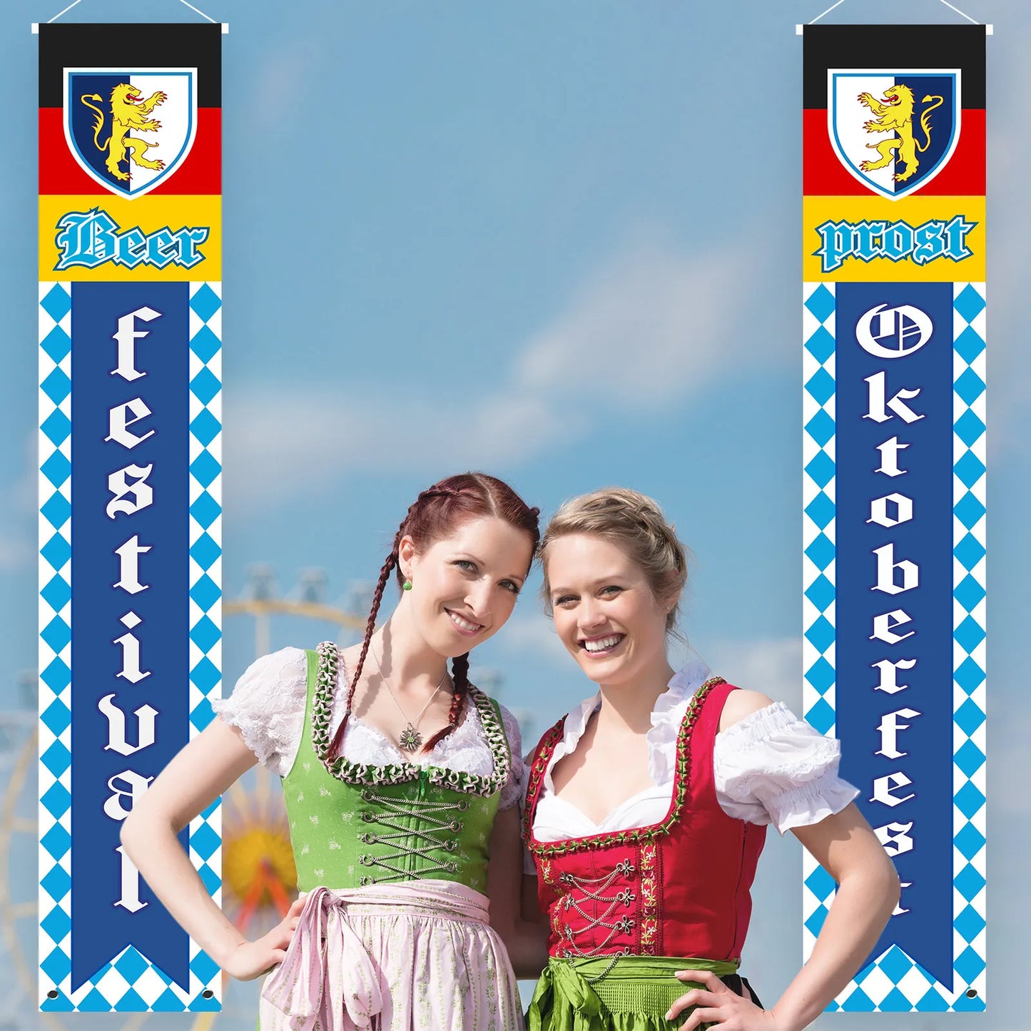 Oktoberfest Decorations German Party Decorations Oktoberfest Sign Banner Backdrop Bavarian Check Flag Porch Sign Welcome Banner