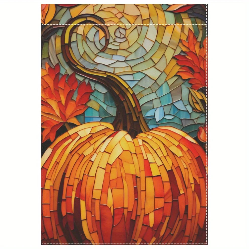 1pc Charming Fall Pumpkin Garden Flag Double-Sided Print Thanksgiving Yard Outside Patio Decor No Flag Pole 12X18 Inch