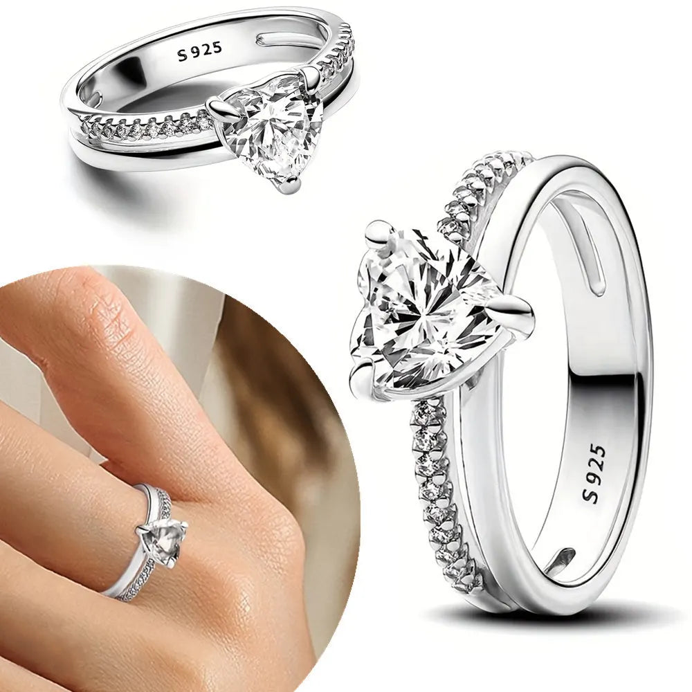 New 925 Sterling Silver Rings Stackable Infinite Heart Daisy Flower for Women Original Silver 925 Wedding Ring Jewelry Gift