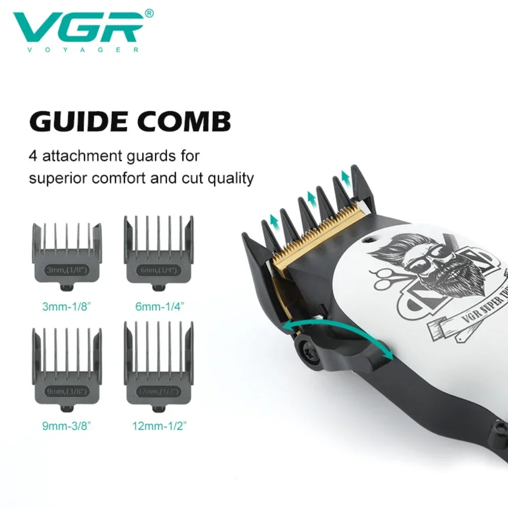 VGR Hair Clipper Electric Hair Cutting Machine Professional Barber Cordless Hair Trimmer Digital Display Clipper for Men V-699