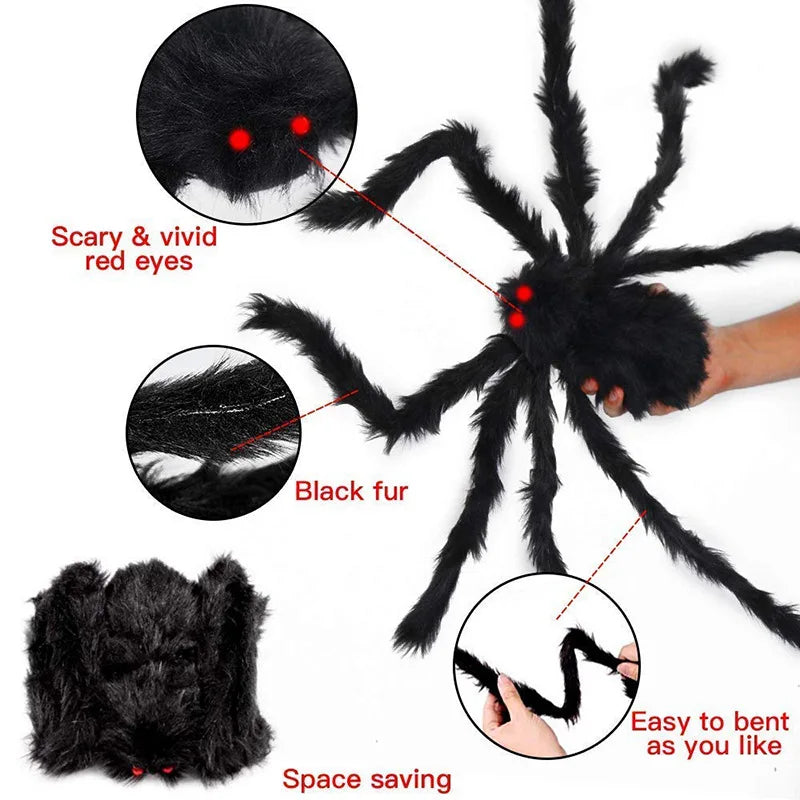 Halloween Spider Decor Party Decoration Realistic Super Plush Spider Scary Indoor Home Scream Outdoor Garden Yard Decor Supplies