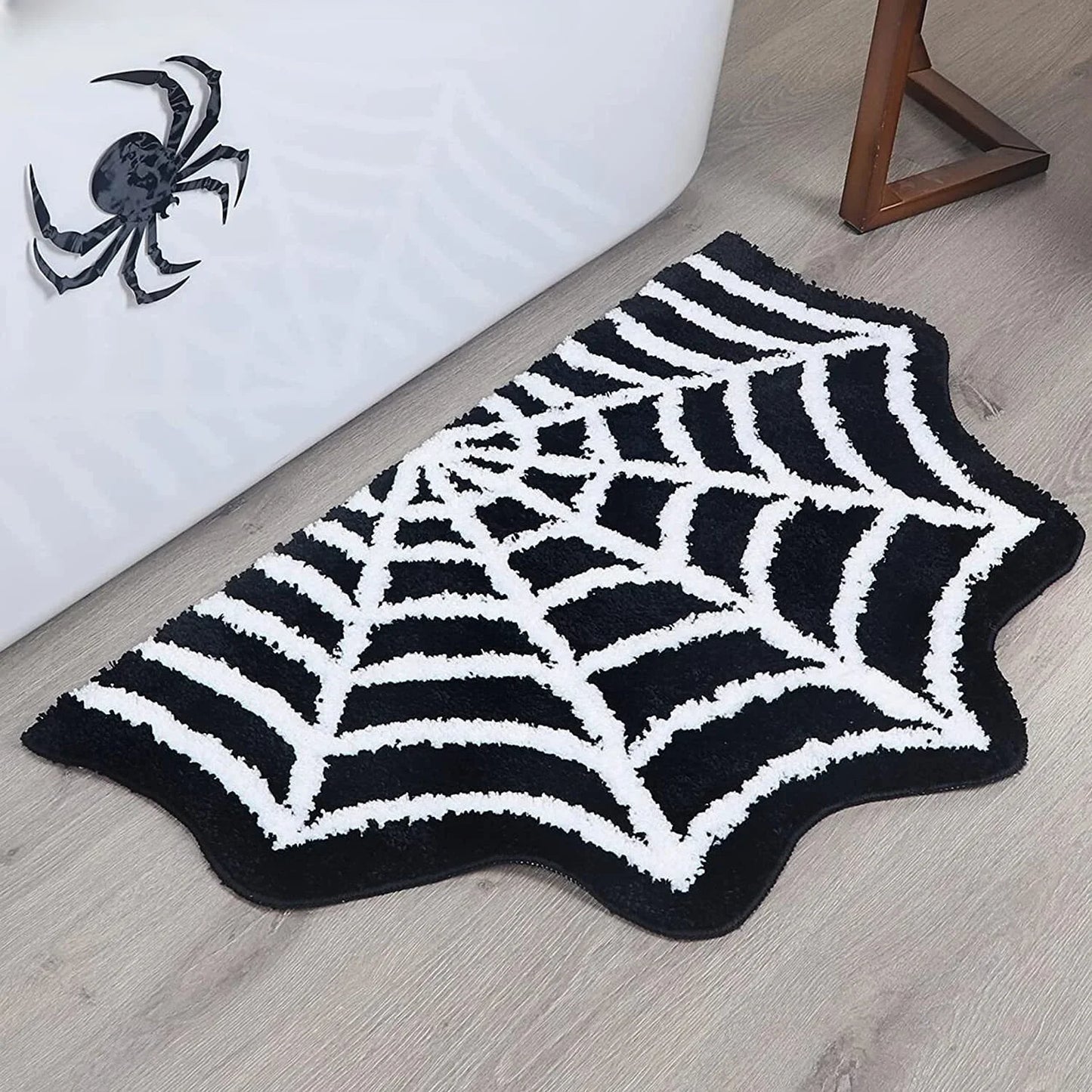 Alien Halloween Floor Mat Horror Party Black Spider Web Entry Door Mat Entryway Decoration Foot Mat Crystal Velvet Floor Mat