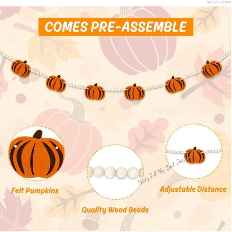 Fall Pumpkin Banner autumn Thanksgiving festival Happy Halloween eve Party Fireplace Mantle Wall home patio garden Decoration