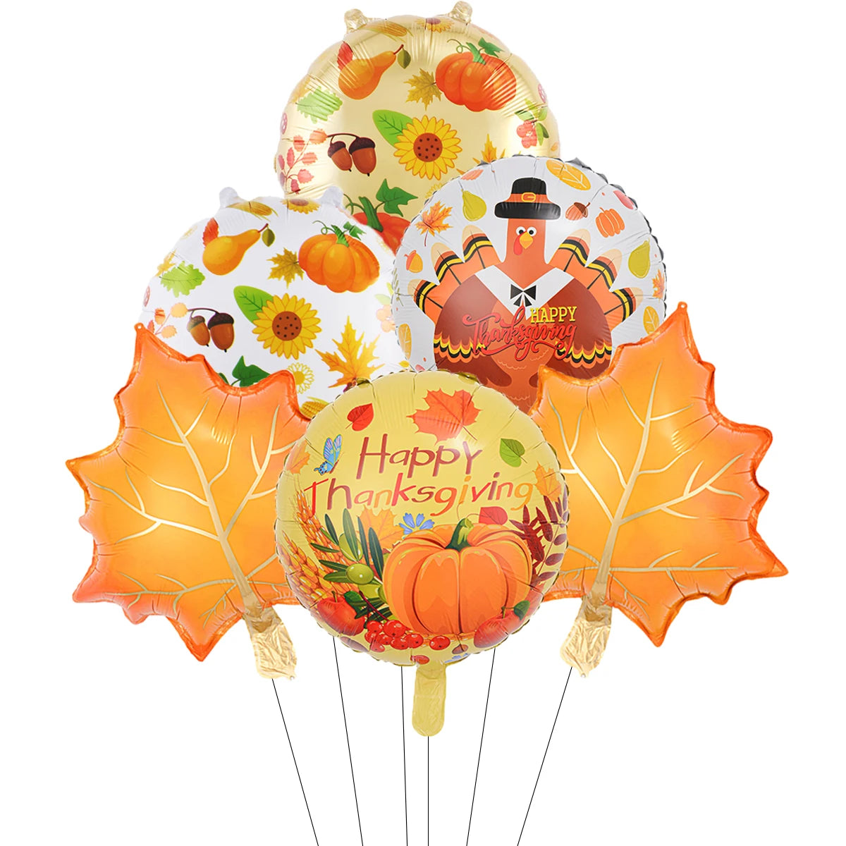 6pcs Large Thanksgiving Day Foil Balloons Set Turkey Roast Chicken Squirrel Fruit Basket Balloon Thanksgiving day Decorations