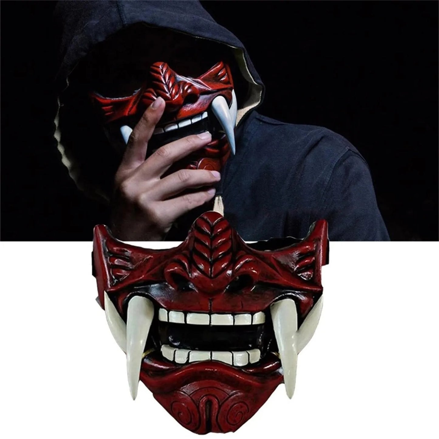 Japanese Samurai Oni Demon Mask Cosplay Horror Prajna Hannya Evil Killer Thicken Plastic Masks Halloween Party Costume Props