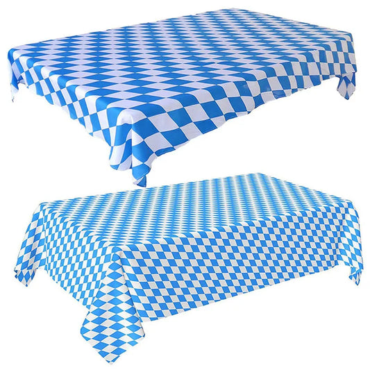 Oktoberfest  Disposable Tablecloth Bavarian Flag Check German Beer Festival Decor Blue White Table Cover Home Party Supplies