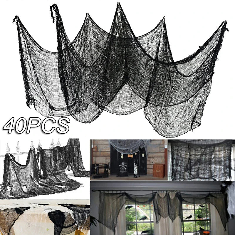 Horror Halloween Party Decoration Haunted Houses Doorway Outdoors Decorations Black Creepy Cloth Scary Gauze Gothic Props