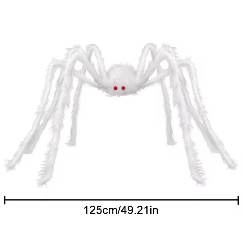 125cm Huge Halloween Spider Scary White Black Realistic Spider Props for Halloween Party Home Outdoor Yard & Indoor Decoration