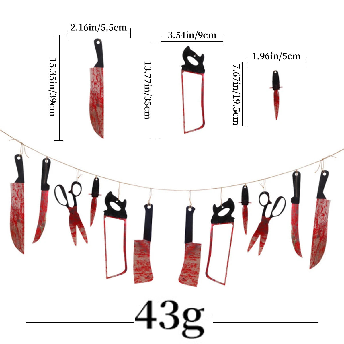 Halloween Pull Flag Hotel KTV Haunted House Horror Bar Horror Props Decoration PVC Blood Knife Pull Flower Tricky Pendant Banner