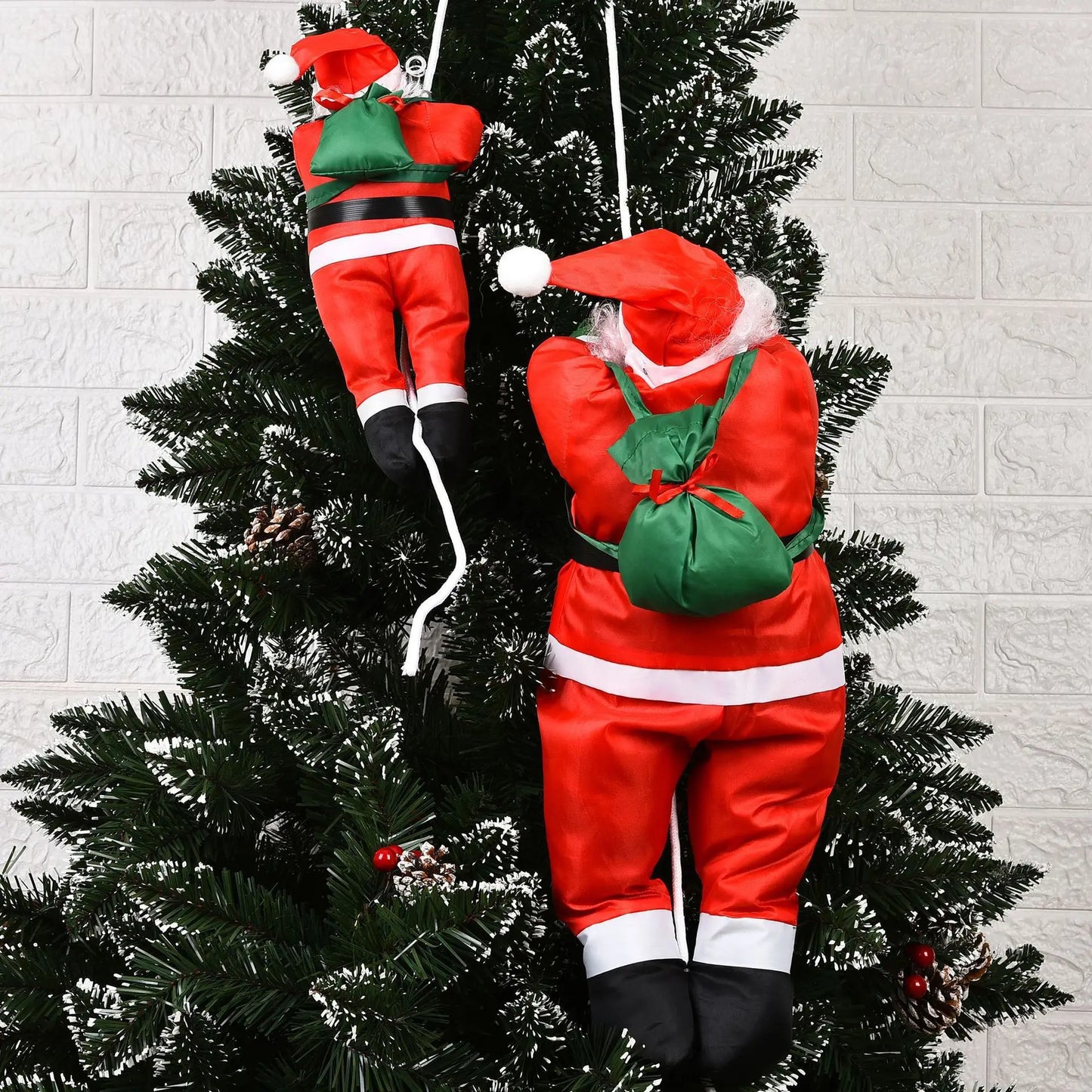 Huge Christmas Santa Claus Climbing Rope Ladder Santa Claus Christmas Tree Decoration Inflation Outdoor Santa Claus Doll Pendant