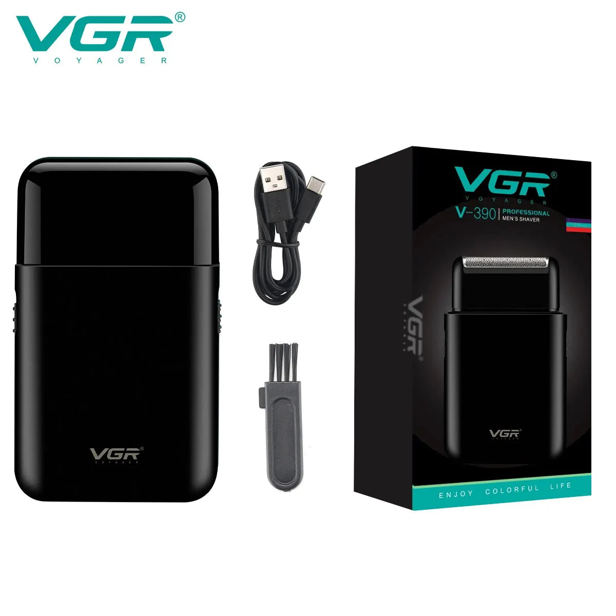 VGR Electric Shaver Professional Shaver Portable Mini Shaving Machine USB Charge Beard Trimmer for Men V 390