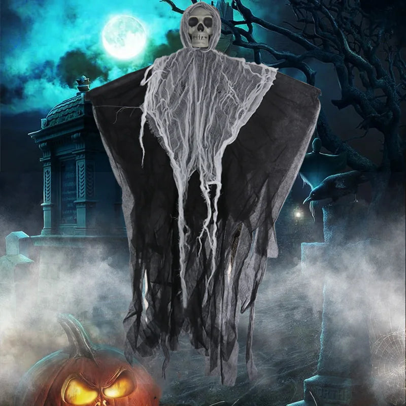 2024 Halloween Hanging Skull Ghost Haunted House Decorations Horror Props Halloween Party Indoor Outdoor Home Door Bar Decor